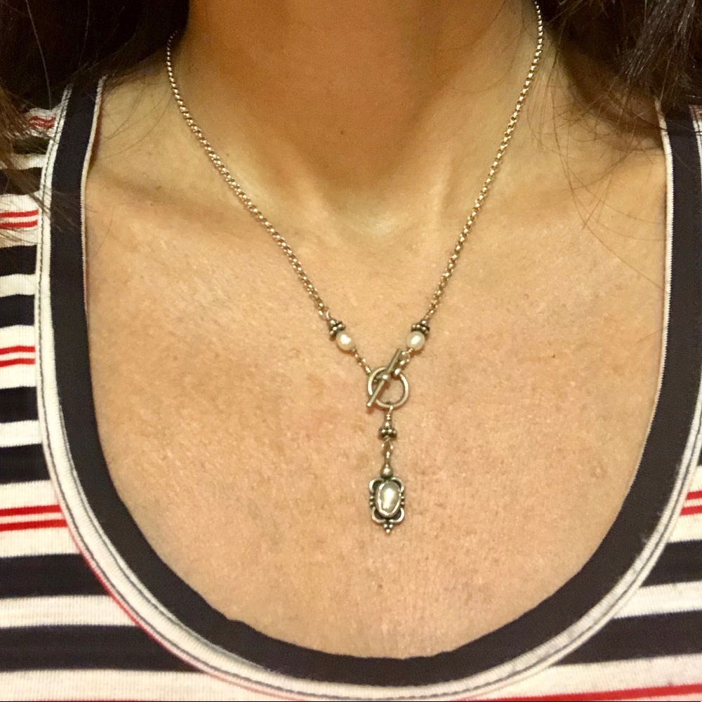 Sterling Silver Pearl Drop Necklace - Elegant Women's Pendant